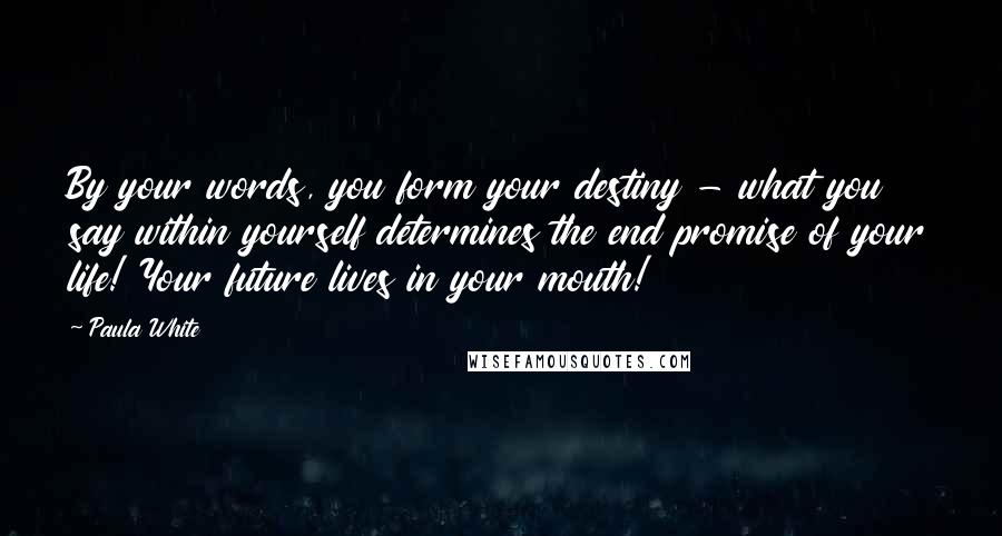Paula White Quotes: By your words, you form your destiny - what you say within yourself determines the end promise of your life! Your future lives in your mouth!