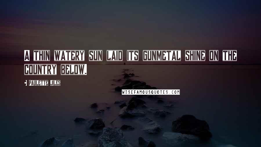 Paulette Jiles Quotes: A thin watery sun laid its gunmetal shine on the country below.