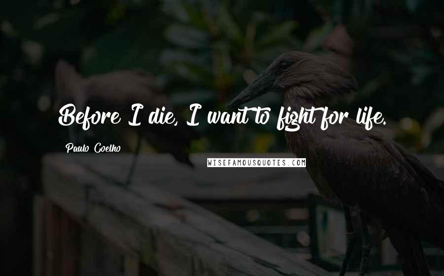 Paulo Coelho Quotes: Before I die, I want to fight for life.