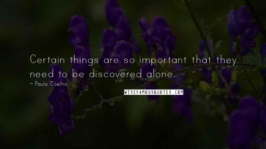 Paulo Coelho Quotes: Certain things are so important that they need to be discovered alone.