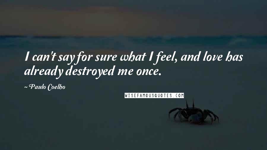 Paulo Coelho Quotes: I can't say for sure what I feel, and love has already destroyed me once.