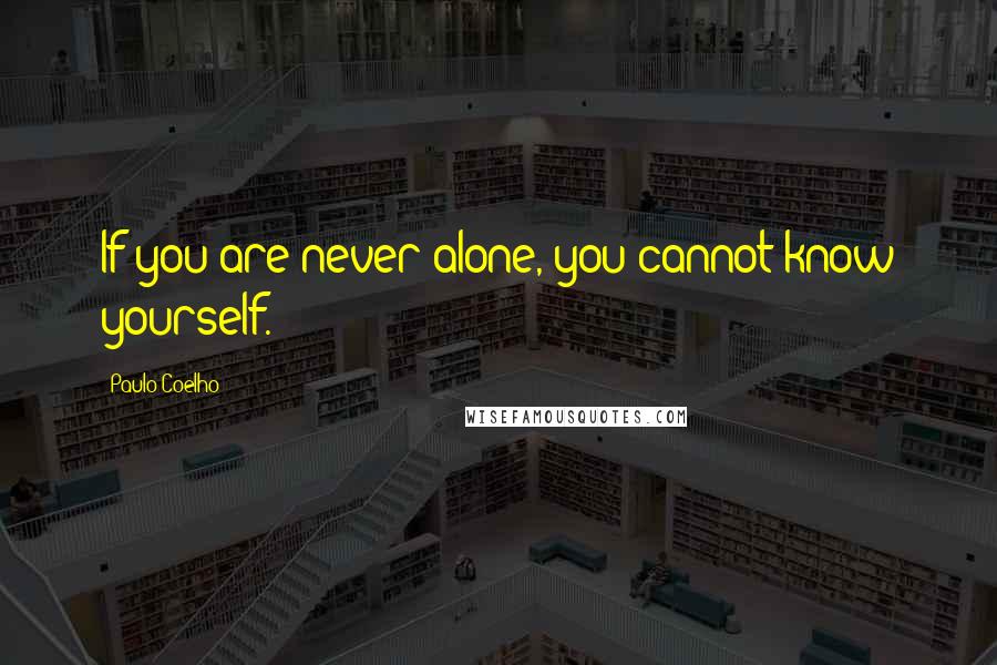 Paulo Coelho Quotes: If you are never alone, you cannot know yourself.