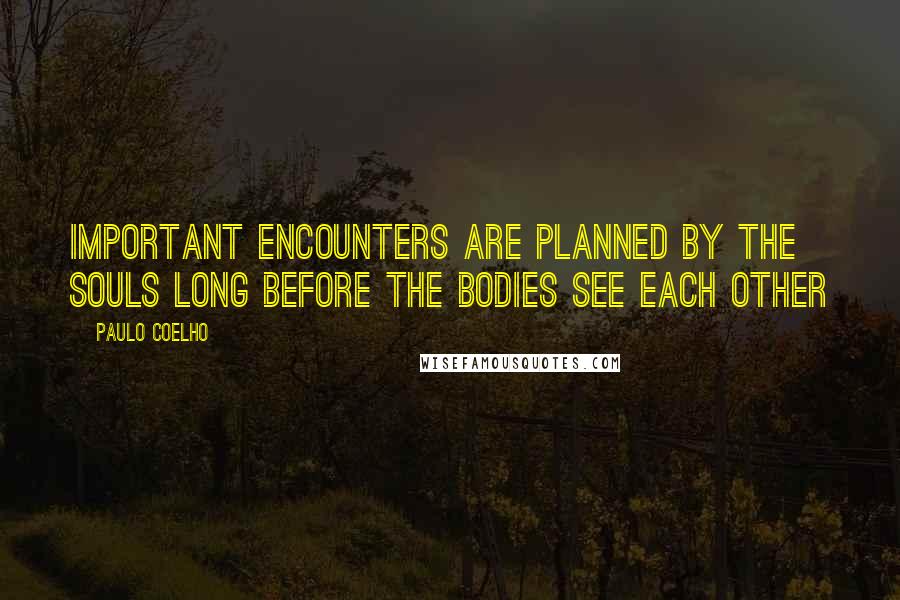 Paulo Coelho Quotes: Important encounters are planned by the souls long before the bodies see each other