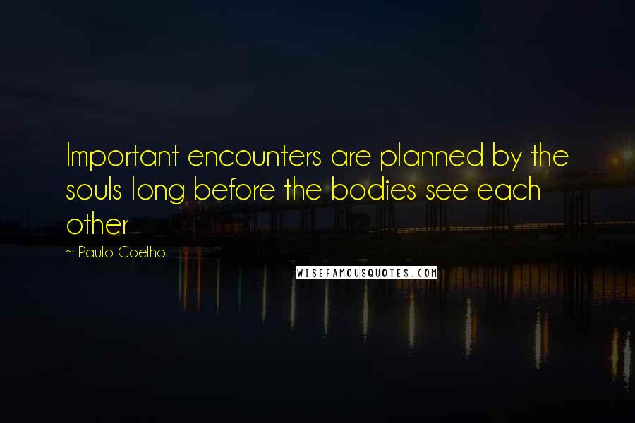 Paulo Coelho Quotes: Important encounters are planned by the souls long before the bodies see each other