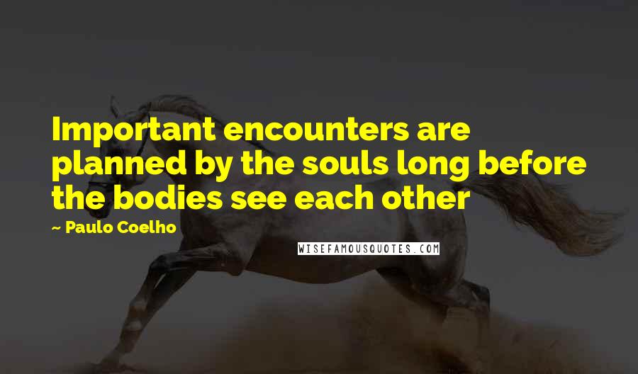 Paulo Coelho Quotes: Important encounters are planned by the souls long before the bodies see each other