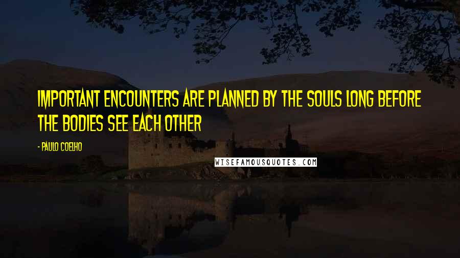 Paulo Coelho Quotes: Important encounters are planned by the souls long before the bodies see each other