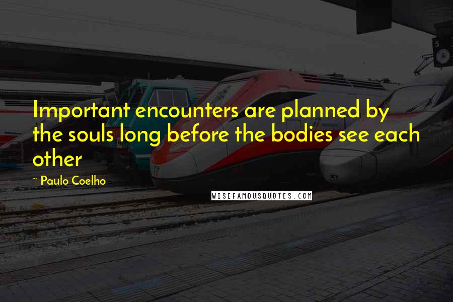 Paulo Coelho Quotes: Important encounters are planned by the souls long before the bodies see each other