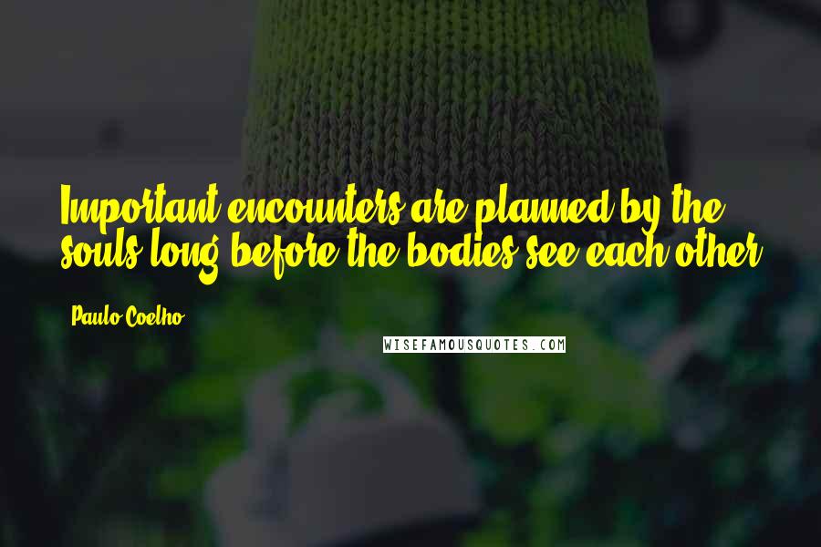 Paulo Coelho Quotes: Important encounters are planned by the souls long before the bodies see each other