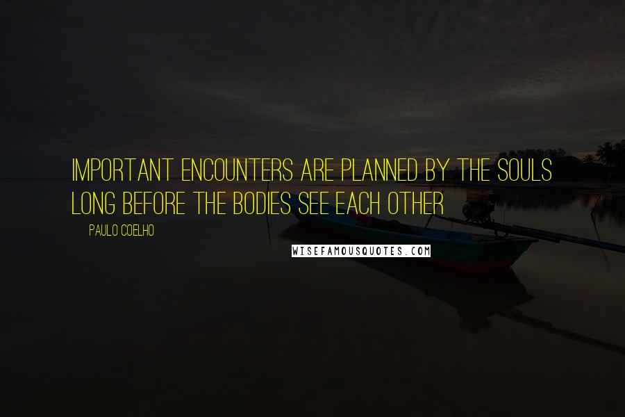 Paulo Coelho Quotes: Important encounters are planned by the souls long before the bodies see each other