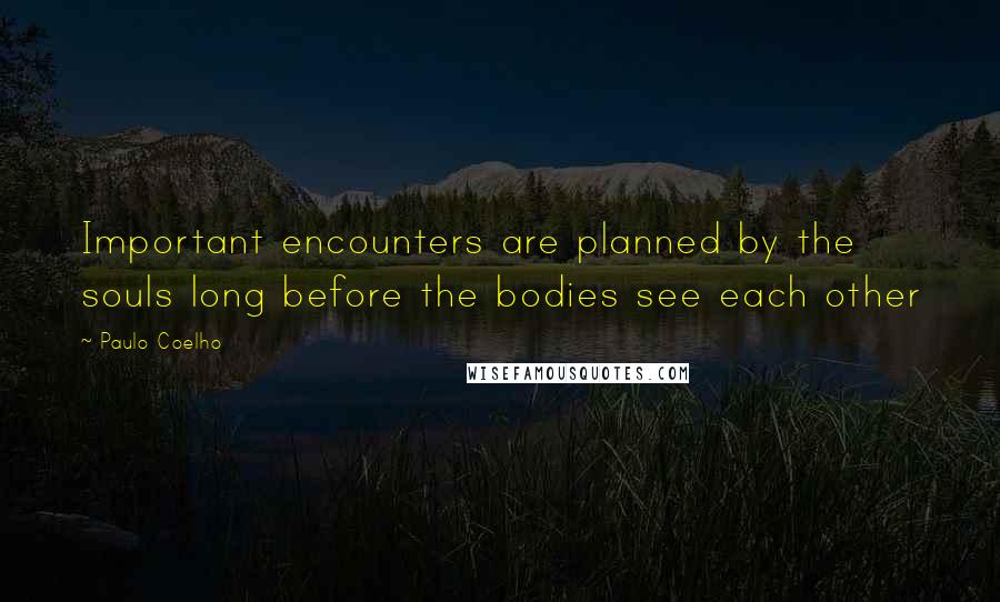 Paulo Coelho Quotes: Important encounters are planned by the souls long before the bodies see each other