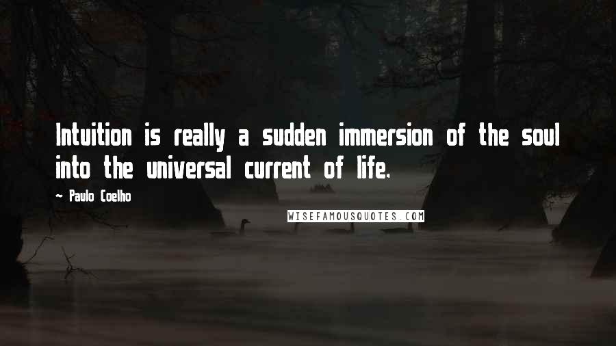 Paulo Coelho Quotes: Intuition is really a sudden immersion of the soul into the universal current of life.