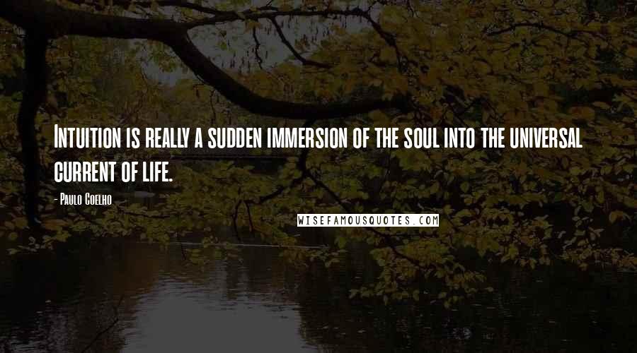 Paulo Coelho Quotes: Intuition is really a sudden immersion of the soul into the universal current of life.