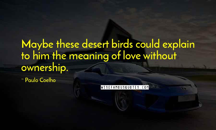 Paulo Coelho Quotes: Maybe these desert birds could explain to him the meaning of love without ownership.