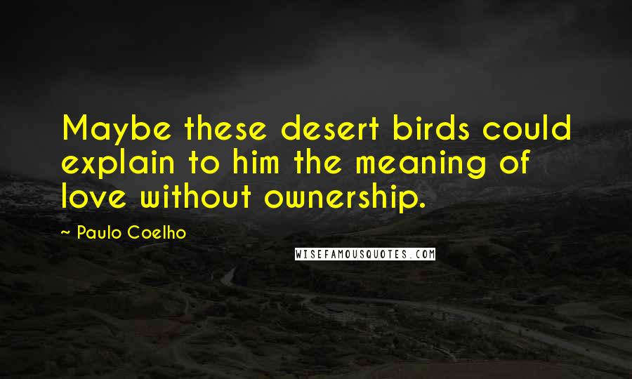Paulo Coelho Quotes: Maybe these desert birds could explain to him the meaning of love without ownership.