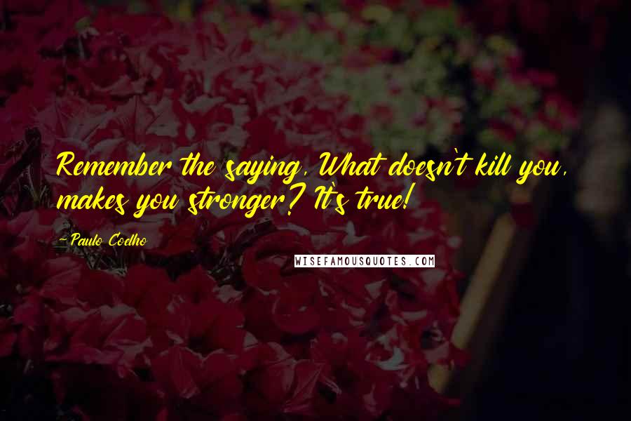 Paulo Coelho Quotes: Remember the saying, What doesn't kill you, makes you stronger? It's true!