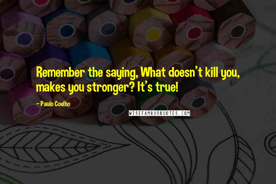 Paulo Coelho Quotes: Remember the saying, What doesn't kill you, makes you stronger? It's true!