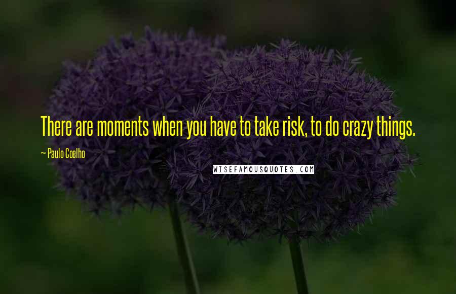 Paulo Coelho Quotes: There are moments when you have to take risk, to do crazy things.