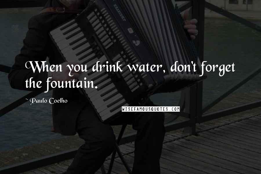 Paulo Coelho Quotes: When you drink water, don't forget the fountain.