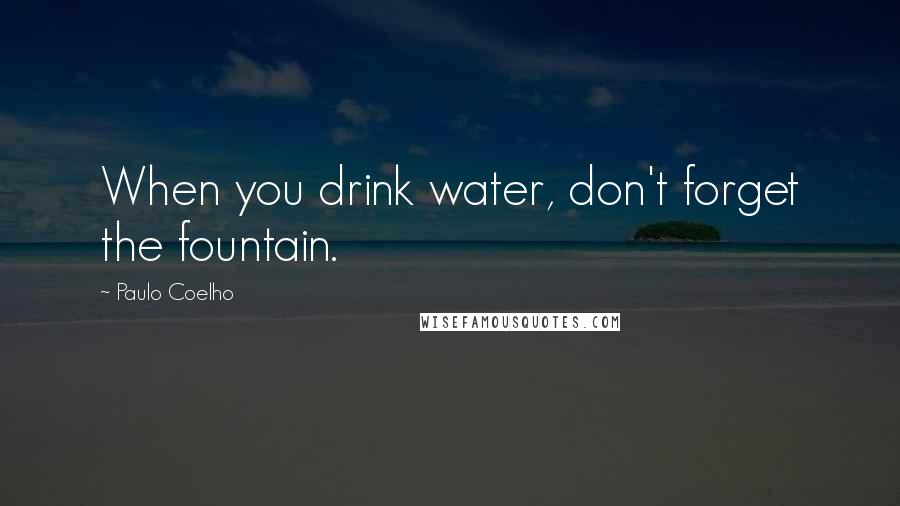 Paulo Coelho Quotes: When you drink water, don't forget the fountain.