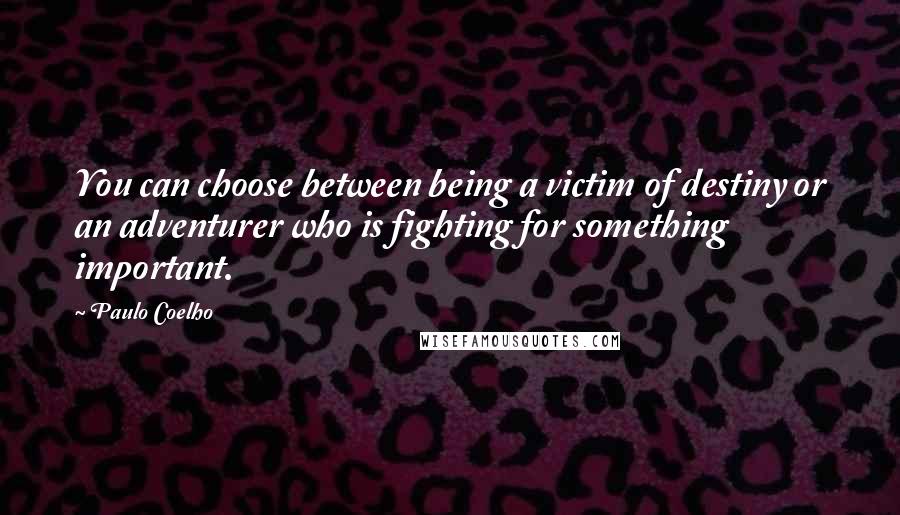 Paulo Coelho Quotes: You can choose between being a victim of destiny or an adventurer who is fighting for something important.