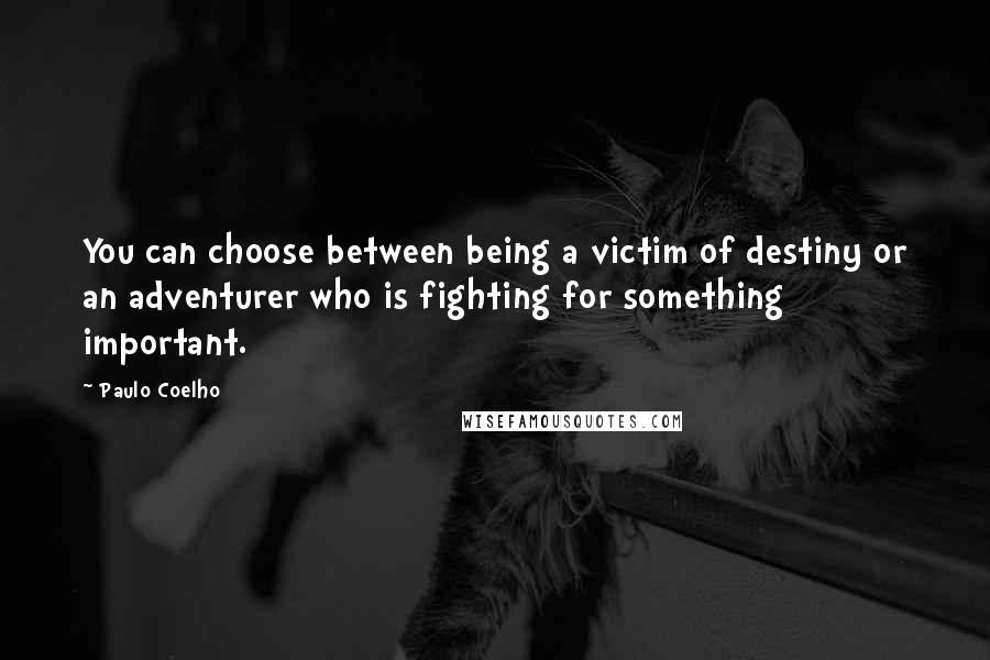 Paulo Coelho Quotes: You can choose between being a victim of destiny or an adventurer who is fighting for something important.