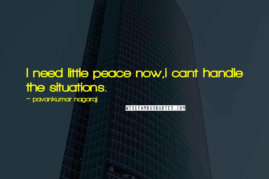 Pavankumar Nagaraj Quotes: I need little peace now,i cant handle the situations.