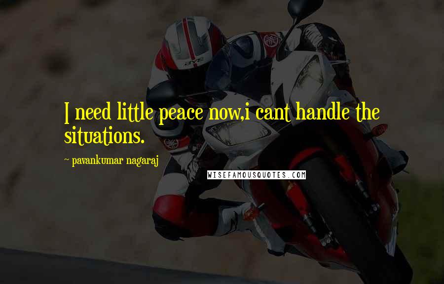 Pavankumar Nagaraj Quotes: I need little peace now,i cant handle the situations.