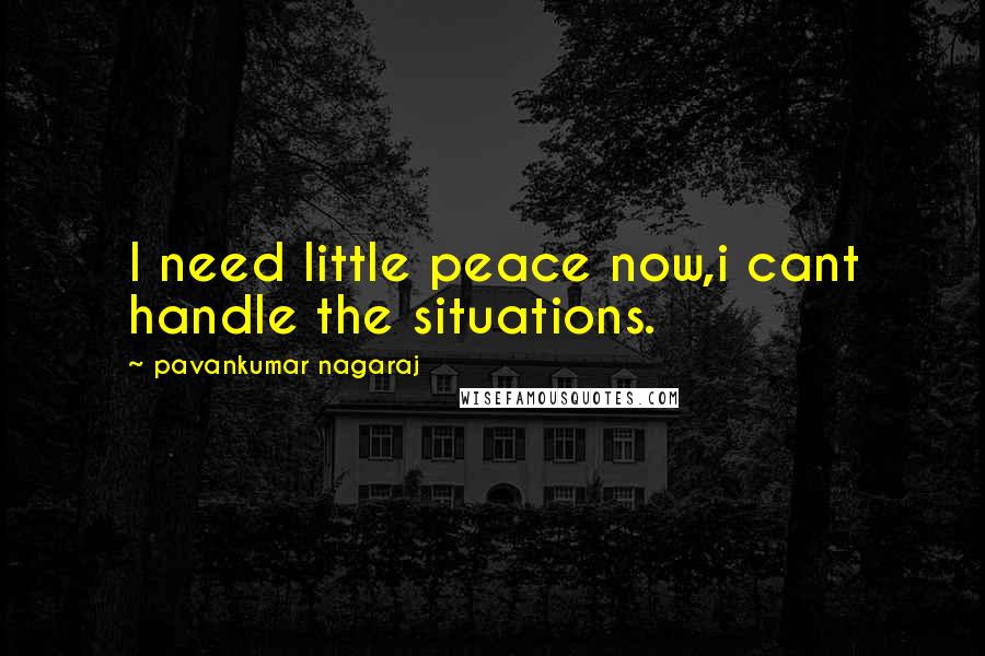 Pavankumar Nagaraj Quotes: I need little peace now,i cant handle the situations.