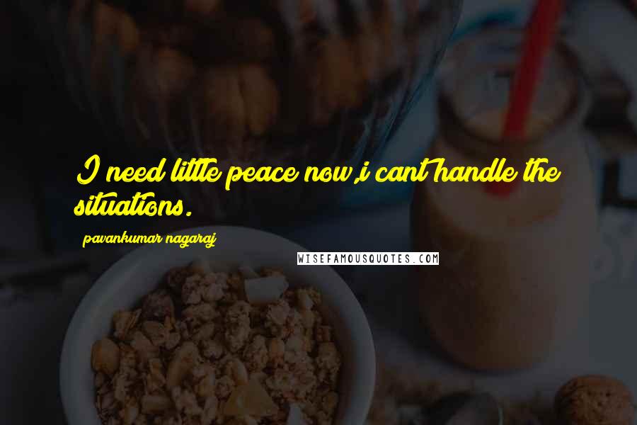 Pavankumar Nagaraj Quotes: I need little peace now,i cant handle the situations.