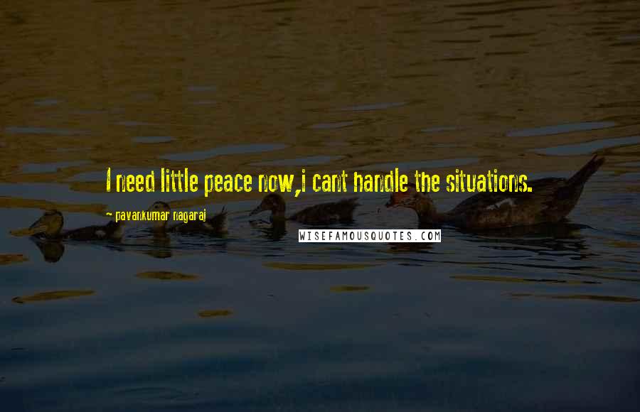 Pavankumar Nagaraj Quotes: I need little peace now,i cant handle the situations.