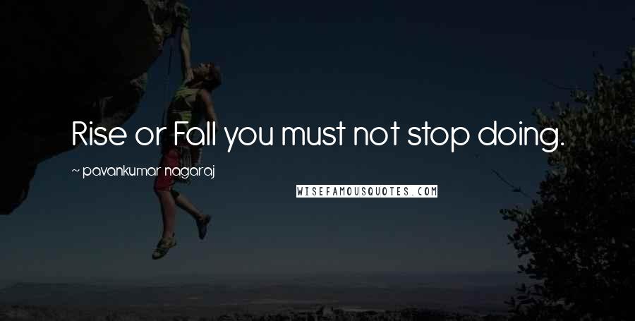 Pavankumar Nagaraj Quotes: Rise or Fall you must not stop doing.