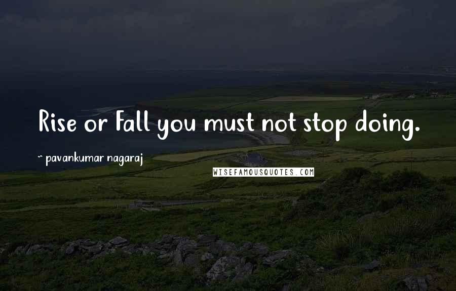 Pavankumar Nagaraj Quotes: Rise or Fall you must not stop doing.