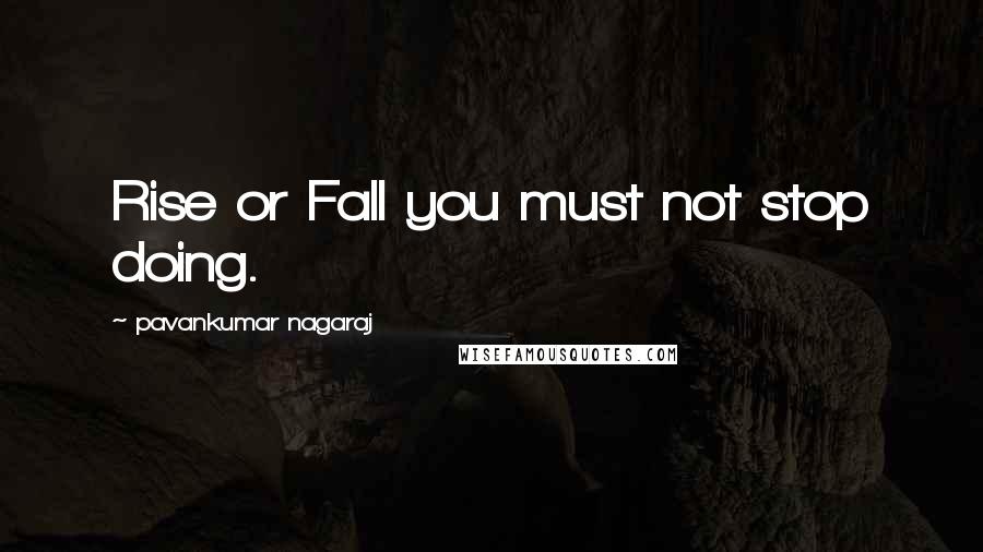 Pavankumar Nagaraj Quotes: Rise or Fall you must not stop doing.