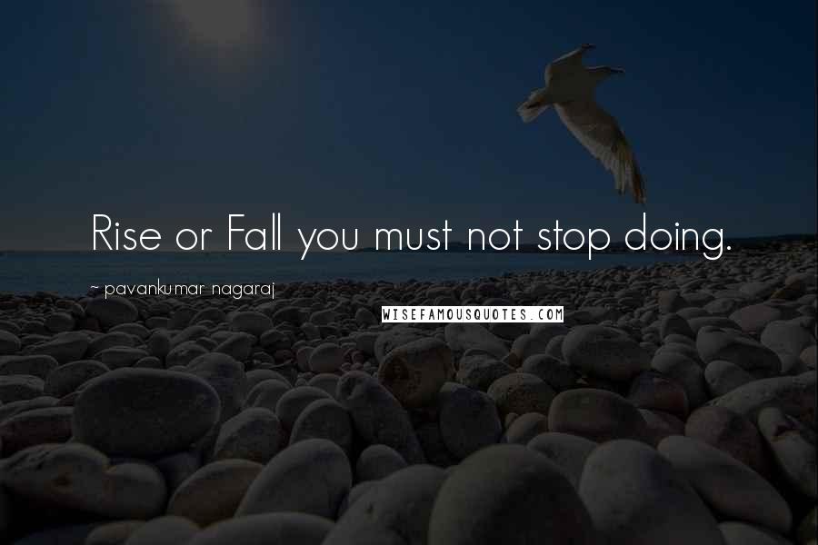 Pavankumar Nagaraj Quotes: Rise or Fall you must not stop doing.