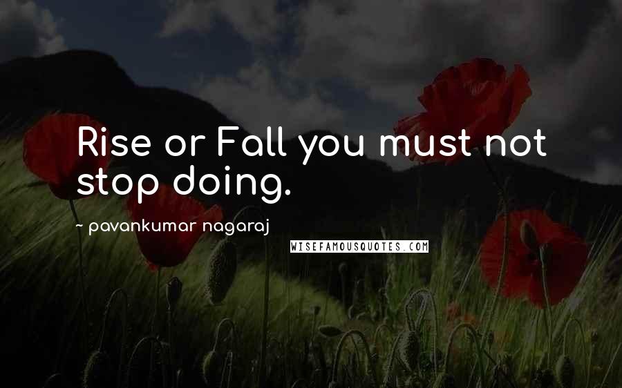 Pavankumar Nagaraj Quotes: Rise or Fall you must not stop doing.