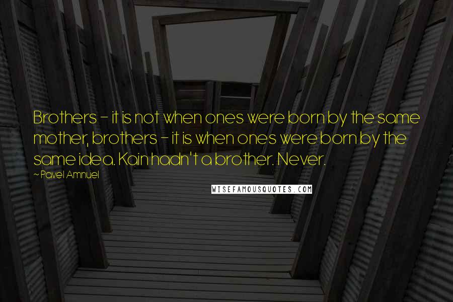 Pavel Amnuel Quotes: Brothers - it is not when ones were born by the same mother, brothers - it is when ones were born by the same idea. Kain hadn't a brother. Never.