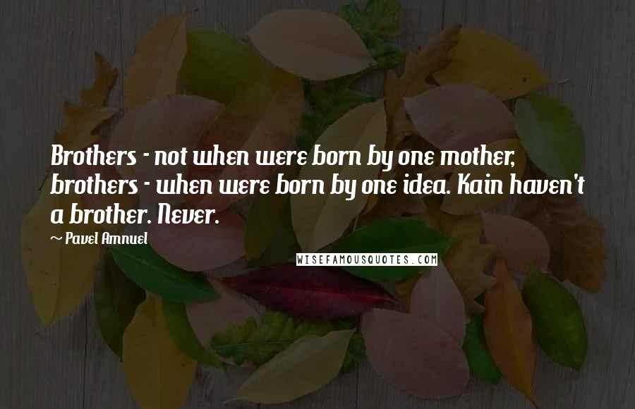 Pavel Amnuel Quotes: Brothers - not when were born by one mother, brothers - when were born by one idea. Kain haven't a brother. Never.