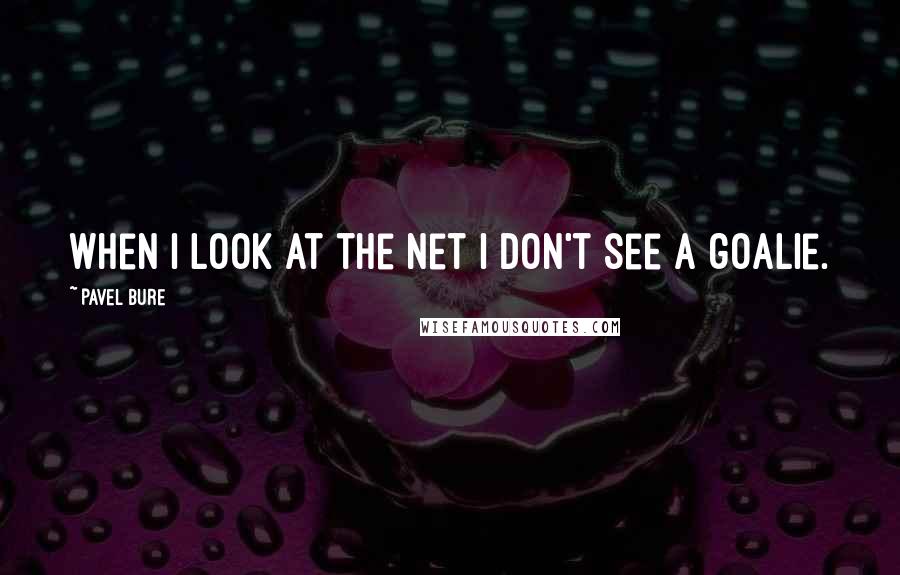 Pavel Bure Quotes: When I look at the net I don't see a goalie.