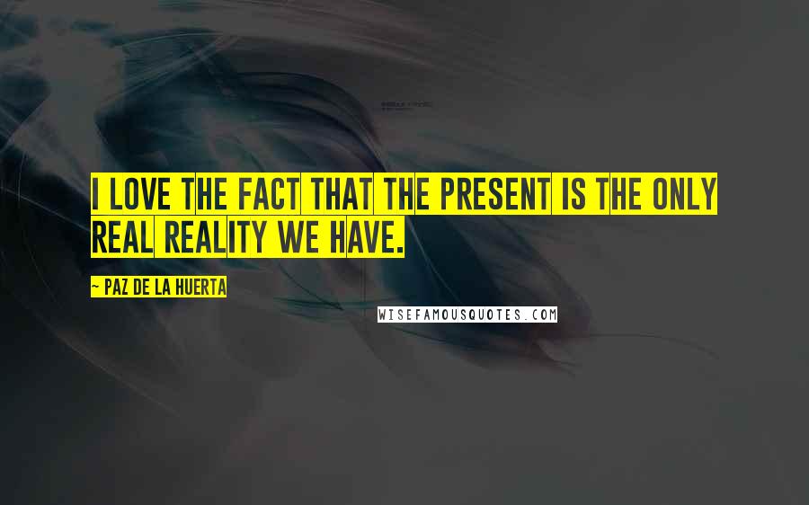 Paz De La Huerta Quotes: I love the fact that the present is the only real reality we have.