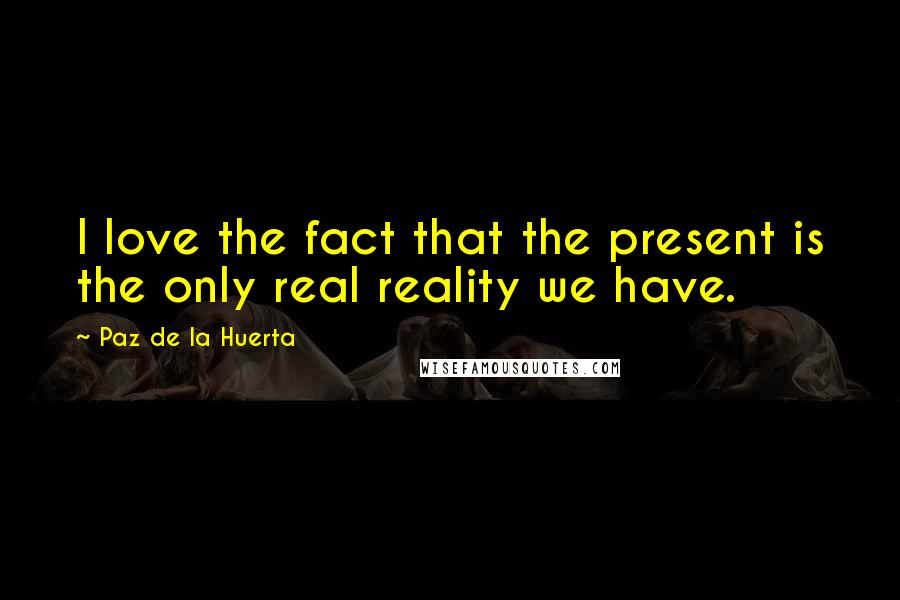 Paz De La Huerta Quotes: I love the fact that the present is the only real reality we have.
