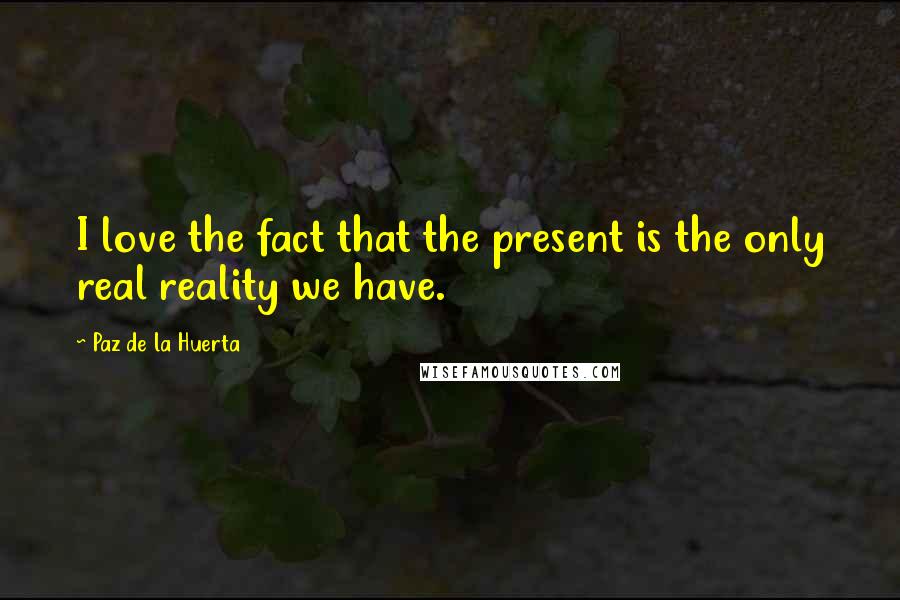 Paz De La Huerta Quotes: I love the fact that the present is the only real reality we have.