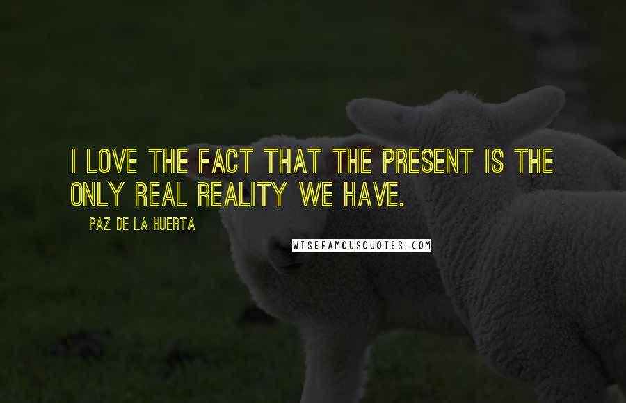 Paz De La Huerta Quotes: I love the fact that the present is the only real reality we have.