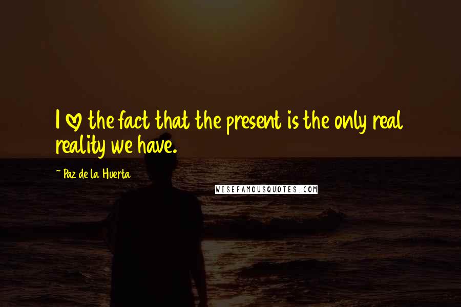 Paz De La Huerta Quotes: I love the fact that the present is the only real reality we have.