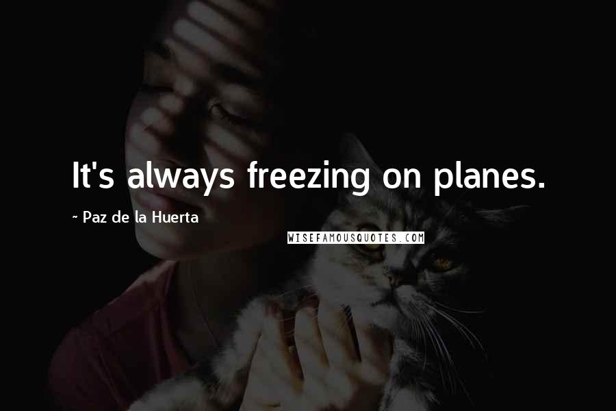 Paz De La Huerta Quotes: It's always freezing on planes.
