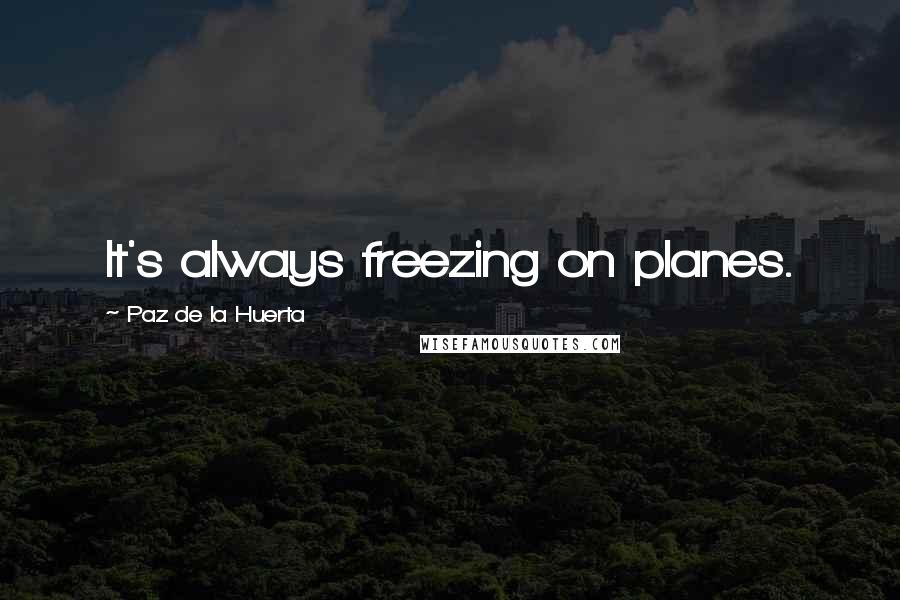 Paz De La Huerta Quotes: It's always freezing on planes.