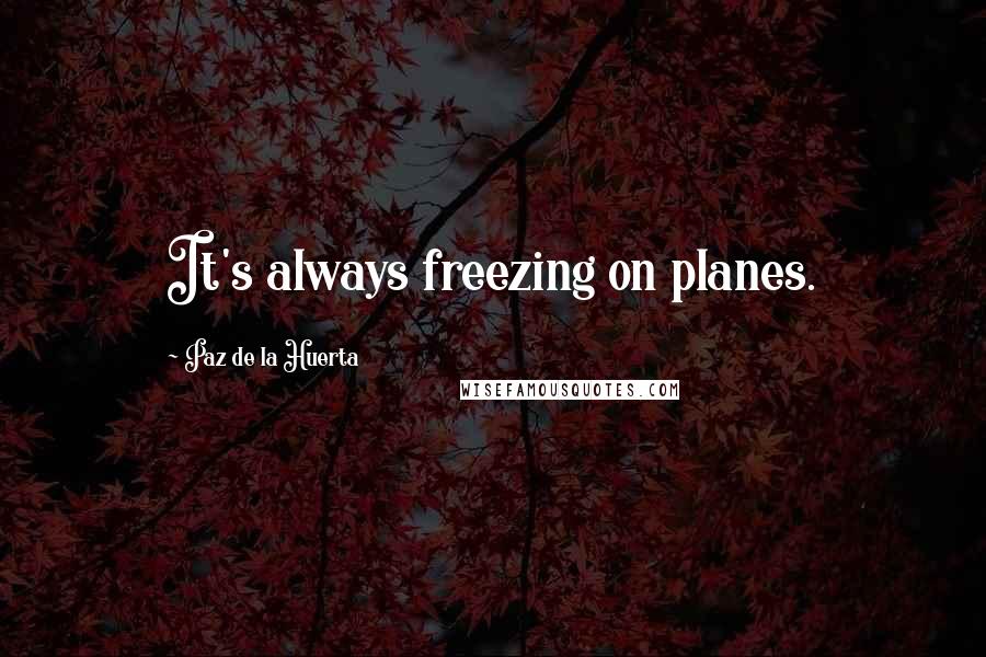 Paz De La Huerta Quotes: It's always freezing on planes.