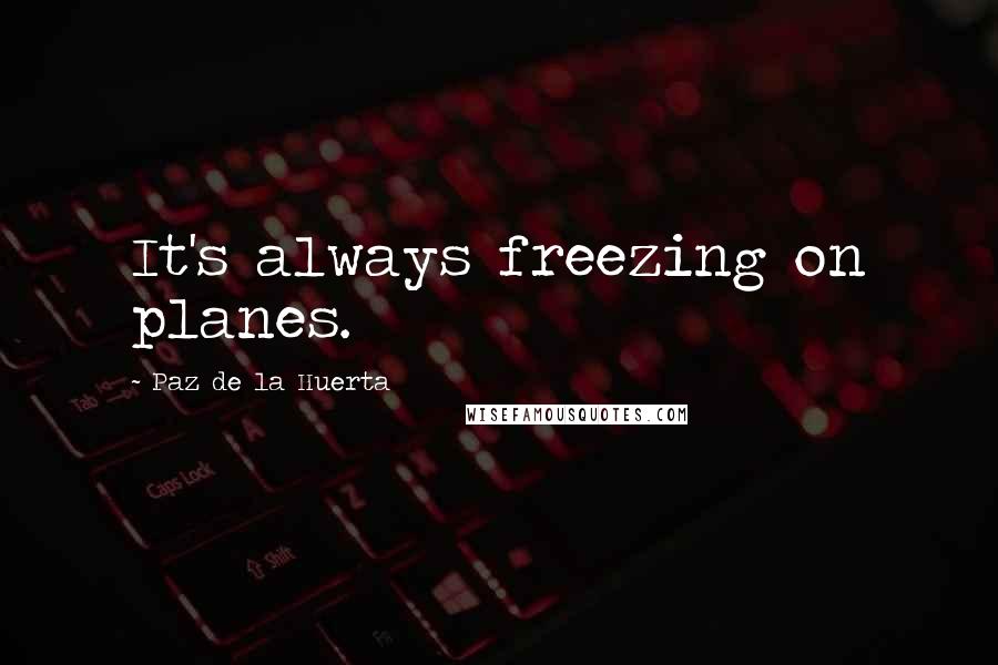 Paz De La Huerta Quotes: It's always freezing on planes.