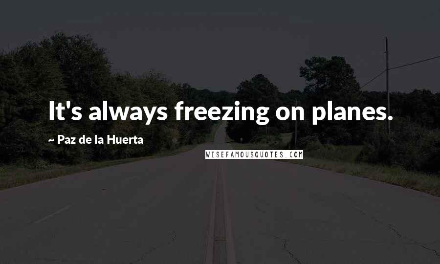 Paz De La Huerta Quotes: It's always freezing on planes.