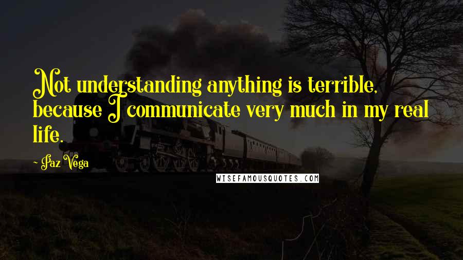 Paz Vega Quotes: Not understanding anything is terrible, because I communicate very much in my real life.