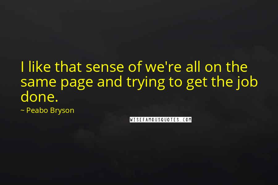 Peabo Bryson Quotes: I like that sense of we're all on the same page and trying to get the job done.